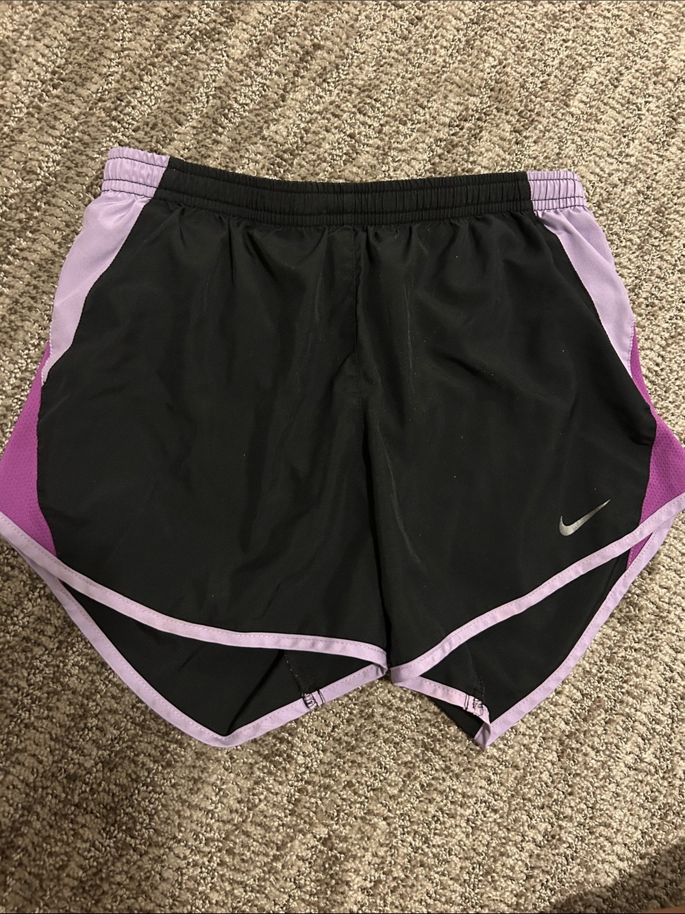 Nike Women's Black Shorts with Lavender Trim